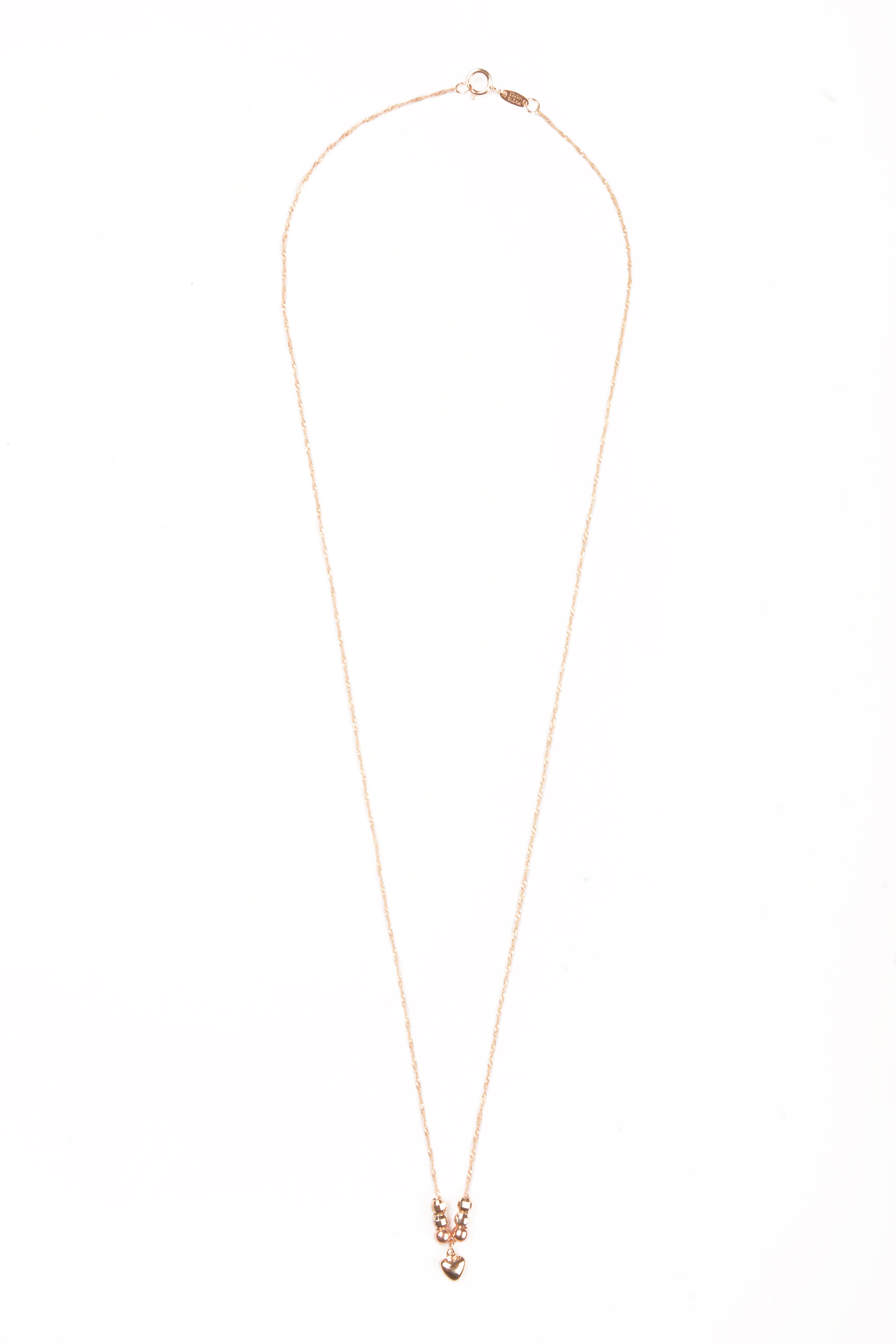 Gargantilla corazón con bolas disco 14K