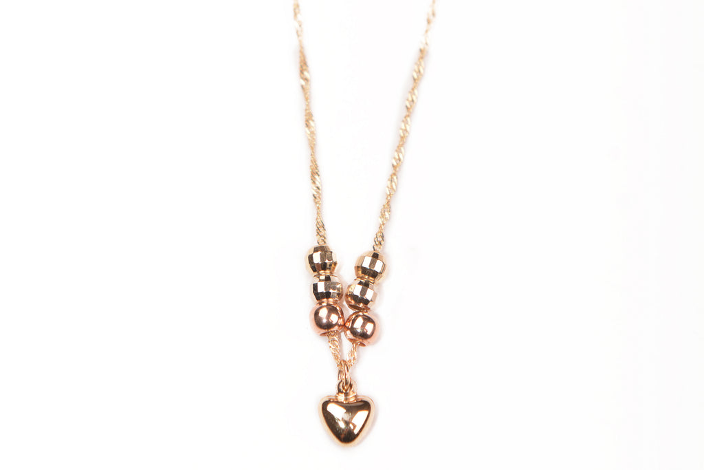 Gargantilla corazón con bolas disco 14K