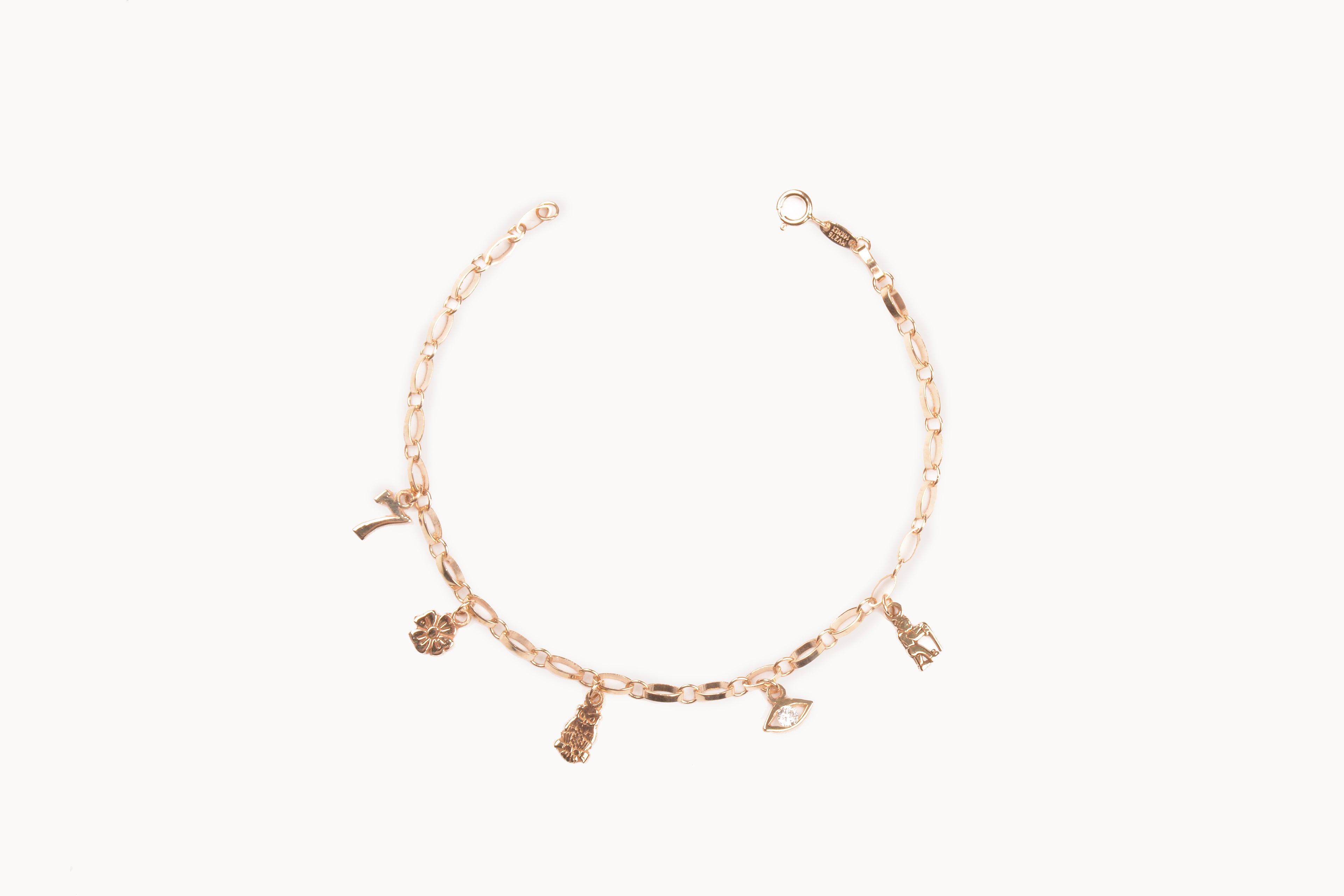 Pulsera de Charms estilo Figaro 14K