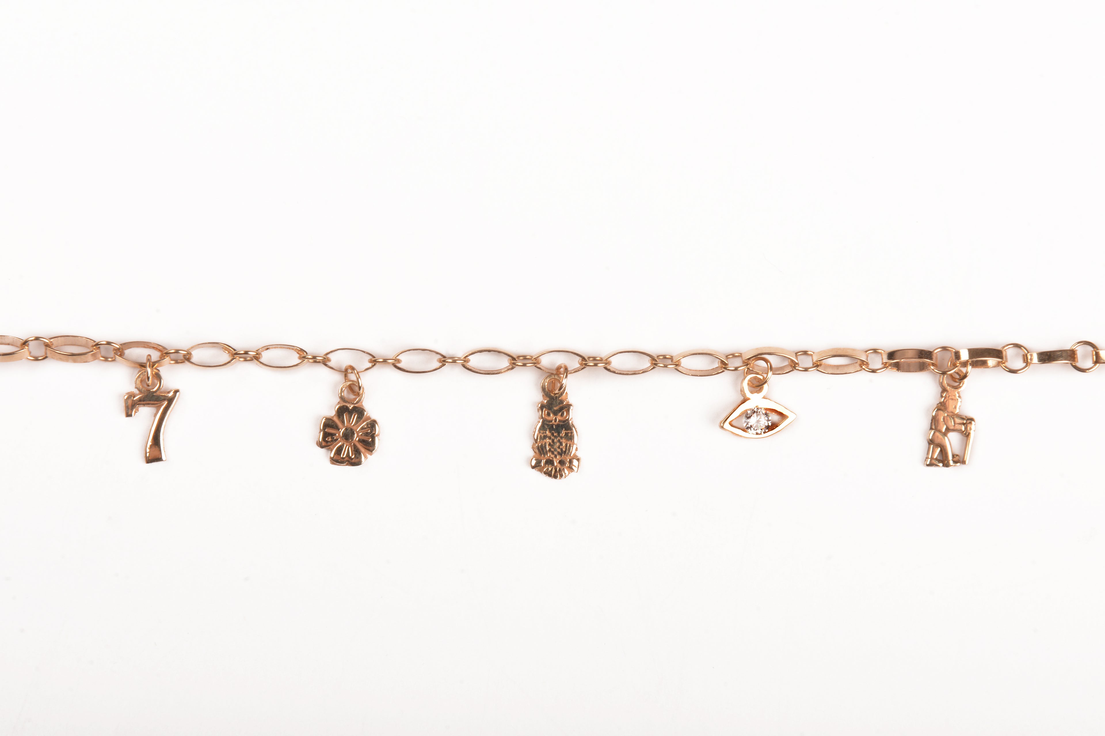 Pulsera de Charms estilo Figaro 14K