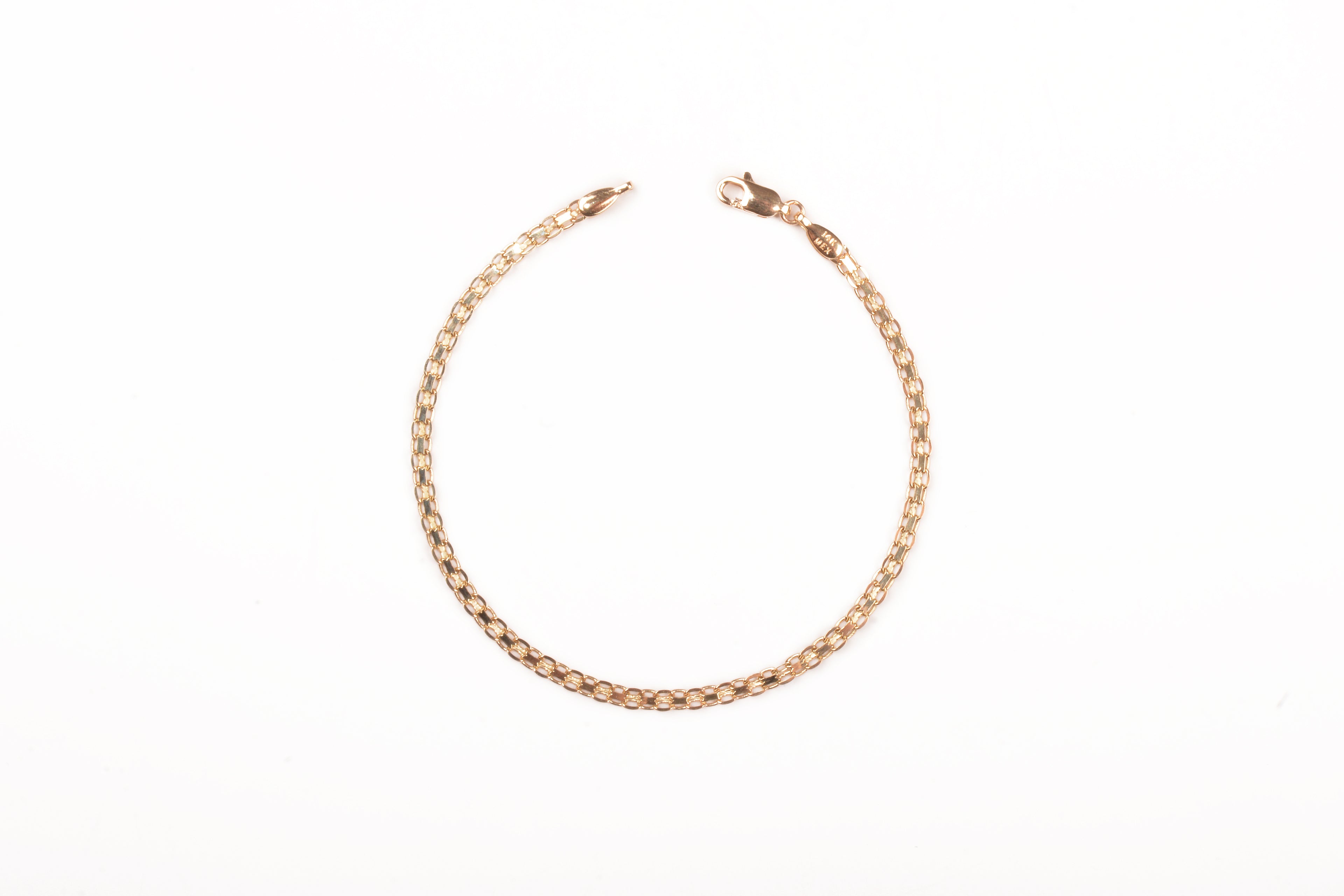 Pulsera de cadena Veneciana (Box) doble Oro de 14K