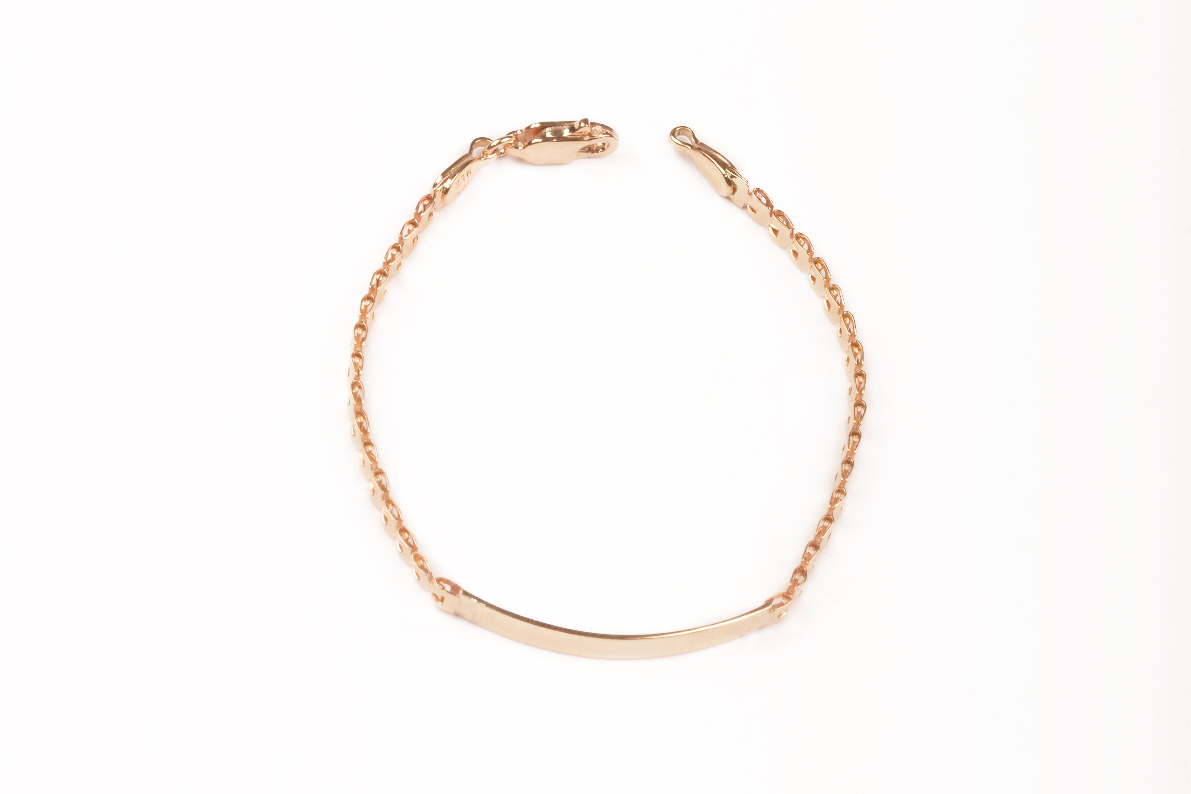 Esclava delgada tipo cadena clásica con placa curva para niñ@