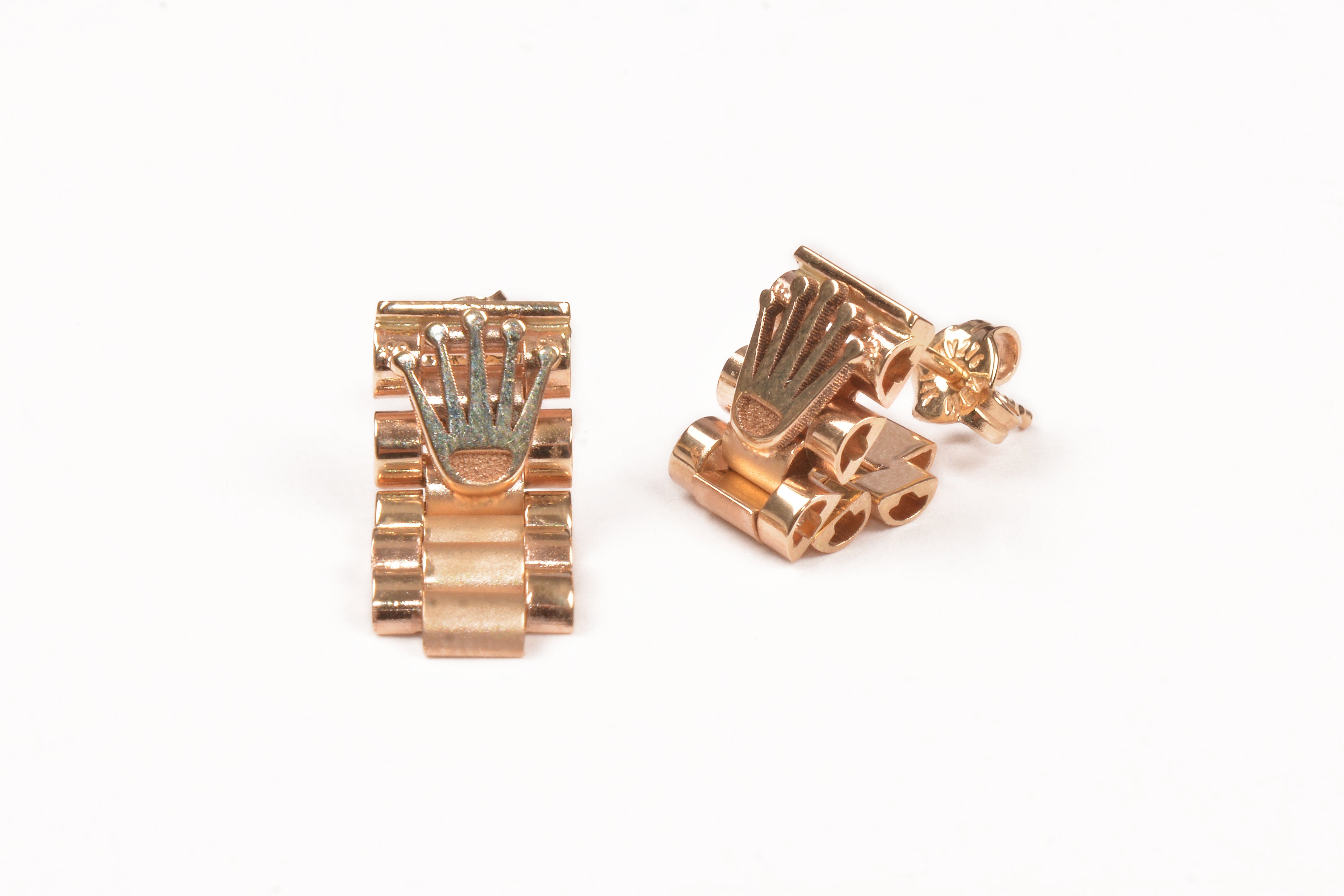 Aretes colgantes estilo rolex 14K